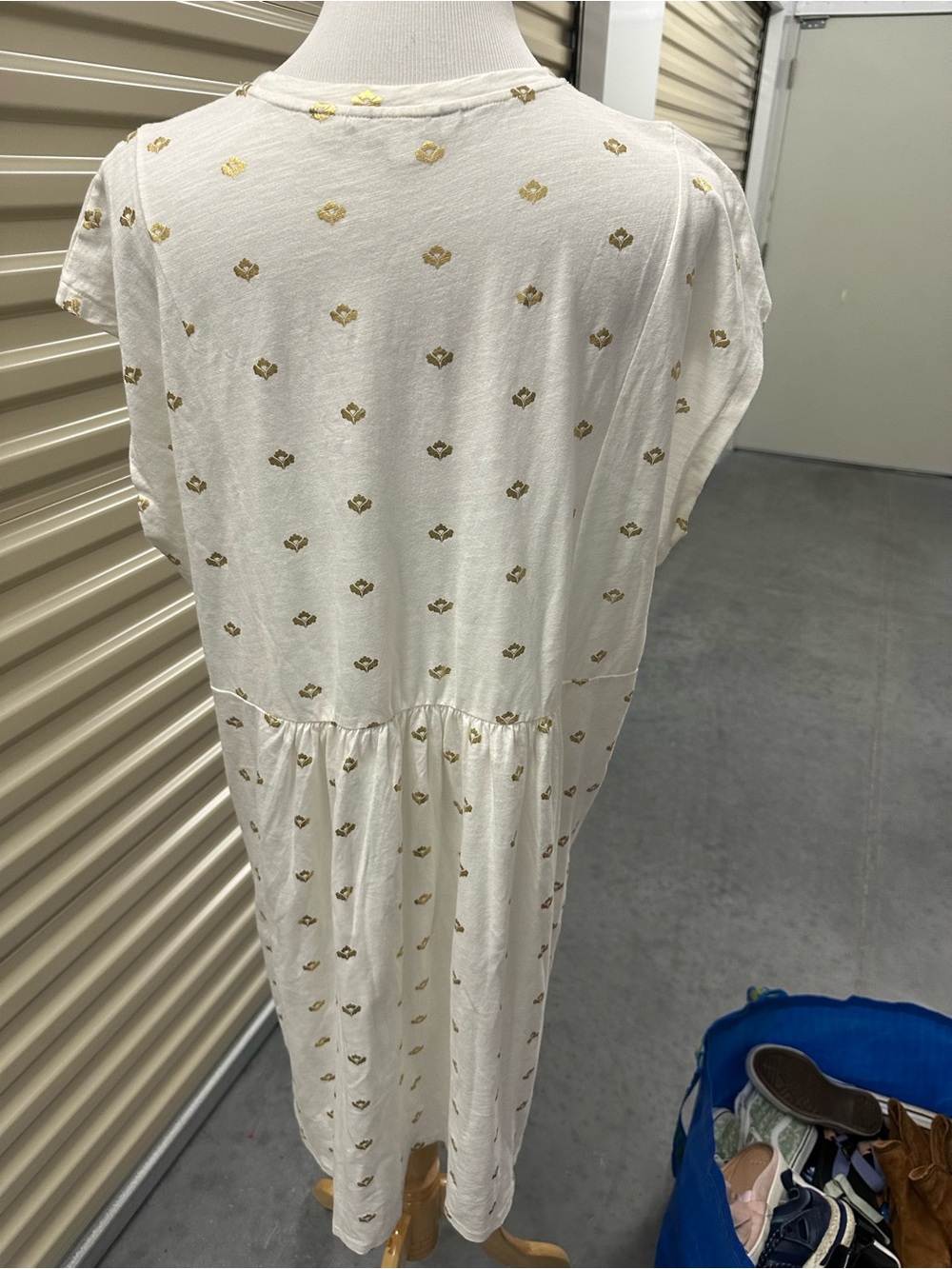 Boden Cream Midi Dress with Gold Foil Accents - Picture 5 of 6